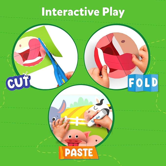 Skillmatics Scissor Skills Activity Book - Snip Snip, 25 Fun Cutting & Creative Activities for Preschoolers, 2 Child-Safe Scissors, Fine Motor Skills, Felt Craft Kit, Gifts for Kids Ages 3, 4, 5, 6, 7