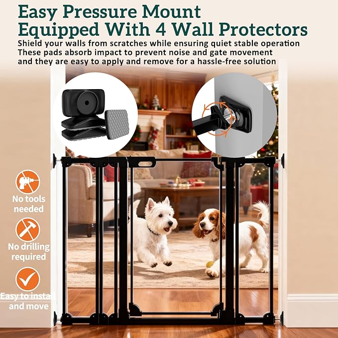 Clear Acrylic Baby Gate 48.4-57.0" Wide Pressure Mount Clear Dog Gate Indoor - No Drill Auto Close, Walk Through Baby Gates for Stair & Doorways & Hallway