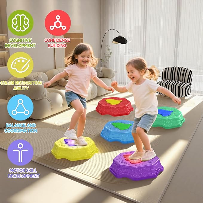 Stepping Stones for Kids with Light & Music, Indoor & Outdoor Toys for Toddlers Kids Ages 3+,Toddler Sensory Toy for Obstacle Course Coordination