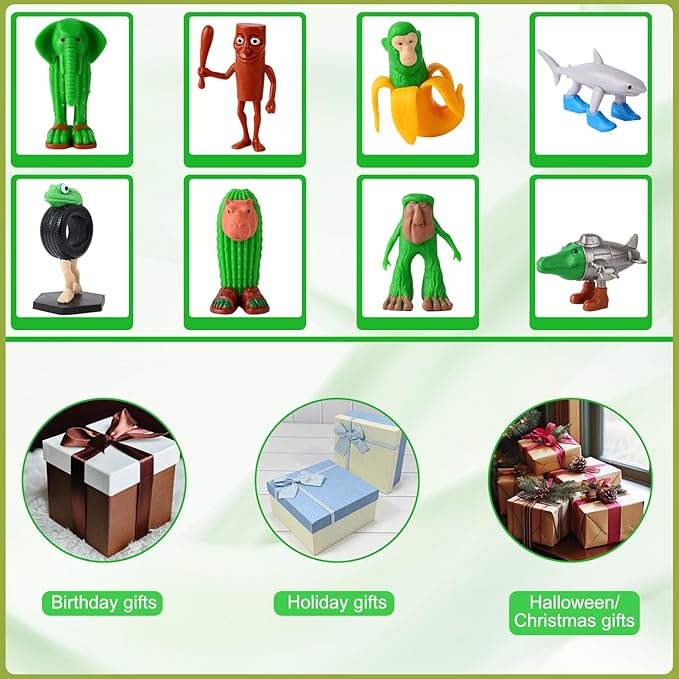 8PCS Italian Brainrot Action Figure,Cute Tralalero Tralala Figures，Tung Tung Tung Sahur, BRR BRR Patapim,Shark Figures Toys, Collectible Animals Figurine Doll Gifts for Fans