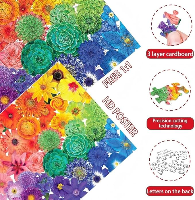 Jigsaw Puzzles 1000 Pieces for Adults, Challenging and Colourful Difficult Puzzles for Kids，Blooming Flowers 27" x 20"