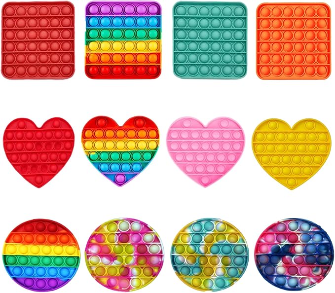 4pcs 5in Random Pop Bubble Fidget Sensory Toys, Pop Toy Bulk for Party Favor, Classroom Student Prizes Easter Basket Goodie Bag Stuffers Christmas Valentine Gift for Kid