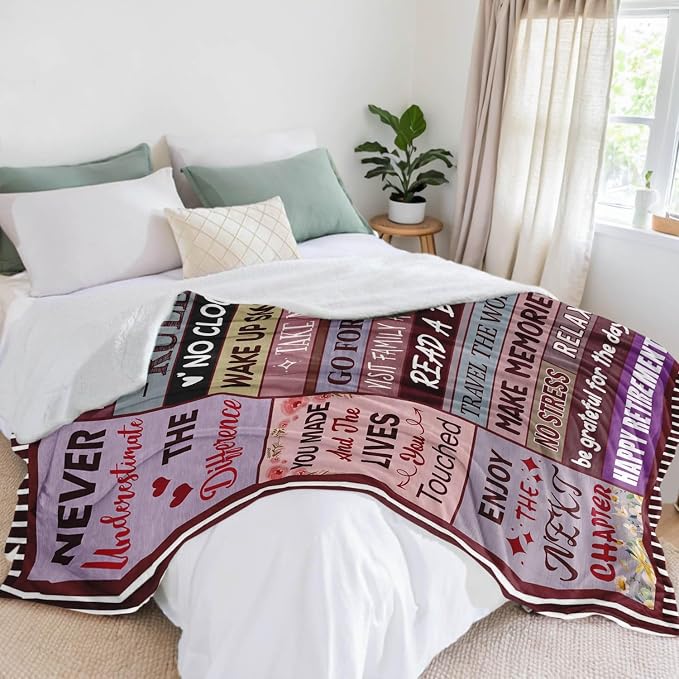 Retirement Gift for Woman or Men, Retirement Blanket for Women 50"X60" | Happy Retirement Party Decorations, Happy Retirement Gifts for Women Mom Teacher Nurse Coworker Retirees- Retirement Blanket