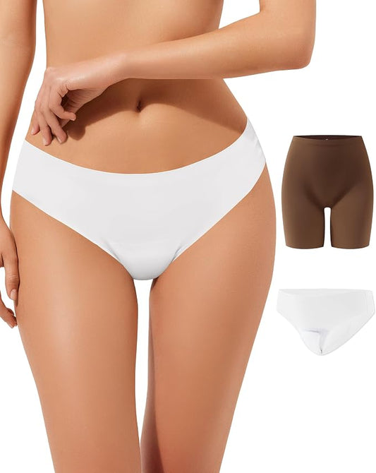 LEVAO Seamless Thongs for Women Invisible Toe Thong No Show Camel Proof Underwear Thong Panty Liners Workout G-Strings