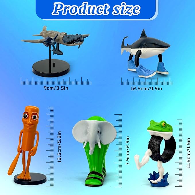 8Pcs Italian Brainrot Action Figures,Tralalero Travala Toy Set Tralalero Travala,Tung Tung Tung Sahur, Brr Brr Patapim - Brainrot fidget Toys,Decorations Gifts for Office Room Figurine Decor (8PCS-F)