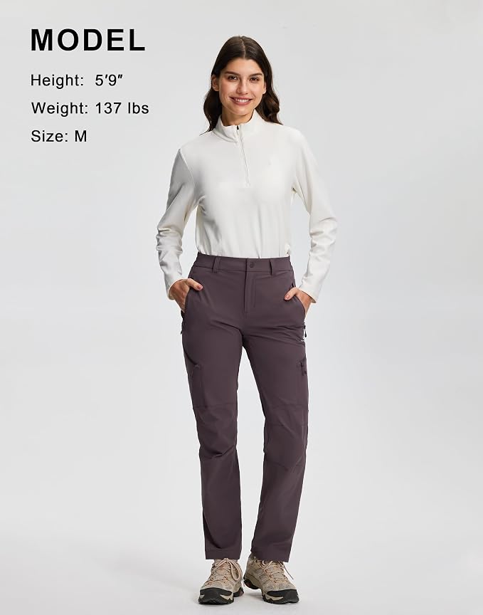Pioneer Camp Women's Hiking Cargo Pants Water Resistant Ripstop with 4 Zip Pockets Quick Dry Climbing Softshell Trail Travel