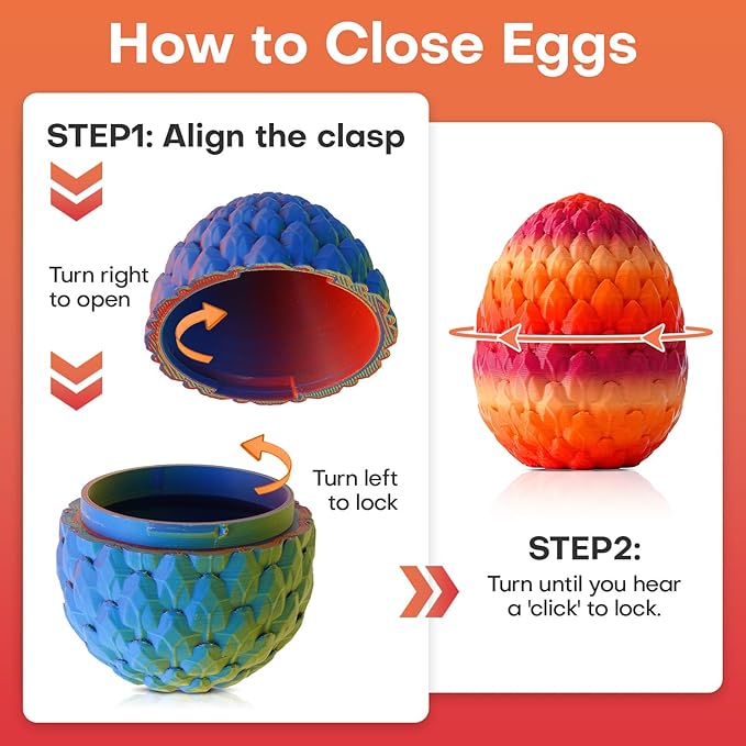 FYEFKJSA 3D Printed Dragon Eggs with Dragon Inside - 12Inch,Articulated Fidget 3D Printed Animals, Interesting Decorative Gift, Easter Basket Essentials Stuffers (Random Twilight Mountain Range)