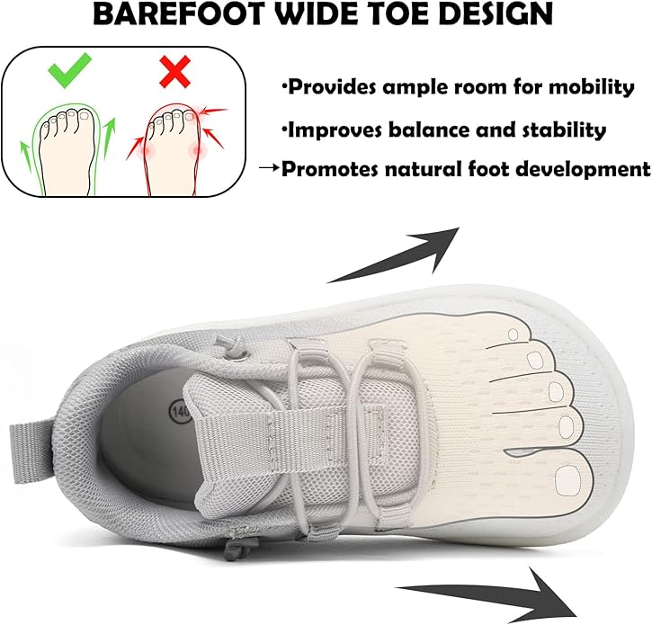 MORENDL Wide Toddler Shoes Baby Walking Shoes Girls Boys Zero Drop Minimalist Sneakers Slip On Tennis Shoe Breathable Naturally Flexible