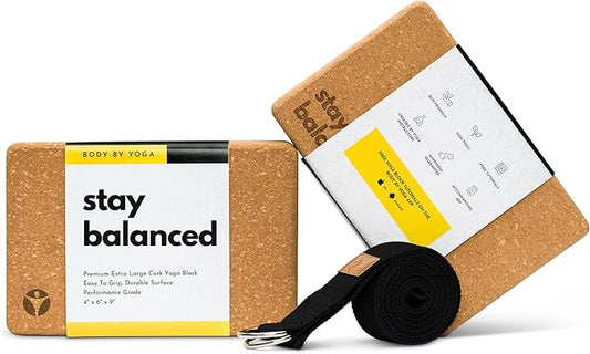 Cork Yoga Blocks 2 Pack – High Density Non Slip with Select Cork Grain for Chip-Resistant Durability | Extra Thick 4” for Support & Stability | Natural, Smooth, and Crumble Free | Body By Yoga