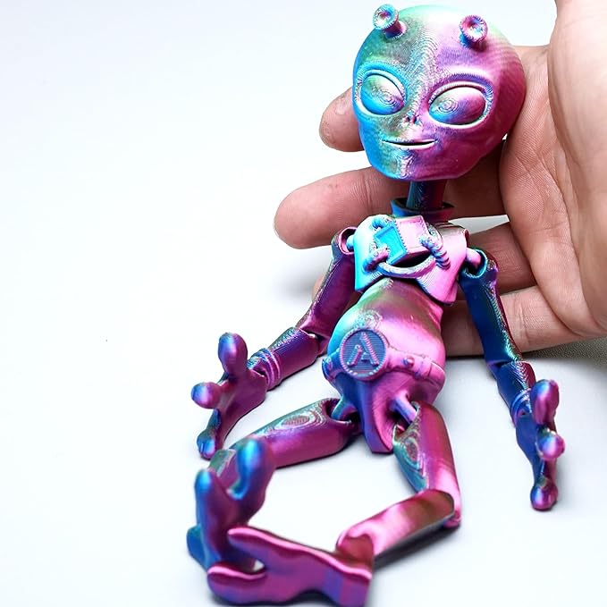 3D Printed Alien Model,Flexible Realistic Articulated Animal Fidget Toys,Mystery Figurines Gifts for Easter,Executive Desk Funny Décor and Festival Collectible,Easter Basket Stuffers (RGB)