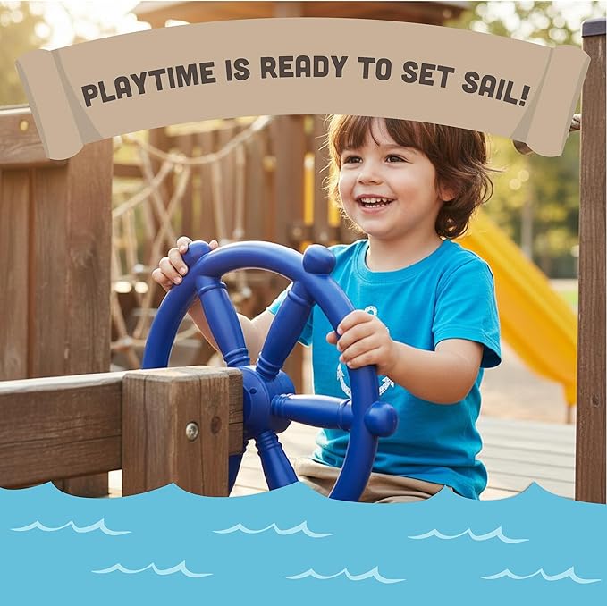 Squirrel Products Pirate Wheel 12" with Mounting Hardware, Made of Durable Weather-Resistant Plastic, for Kids Playgrounds - Blue