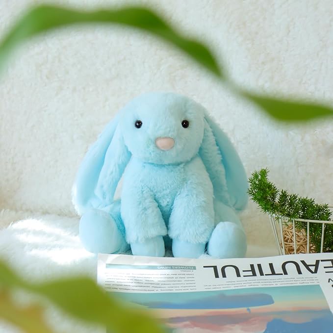 Apricot Lamb Toys Plush Light Blue Bunny Rabbit Stuffed Animal with Fluffy Soft Ears (Light Blue Bunny, 8 Inches)