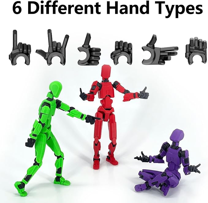 【5-Pack】(Assembly Completed) T13 Action Figure Set, Titan 13 Robot Action Figure 3D Printed robo 13 Articulated, Dummy for Collectors Desktop Decorations, Black Green Red White Blue