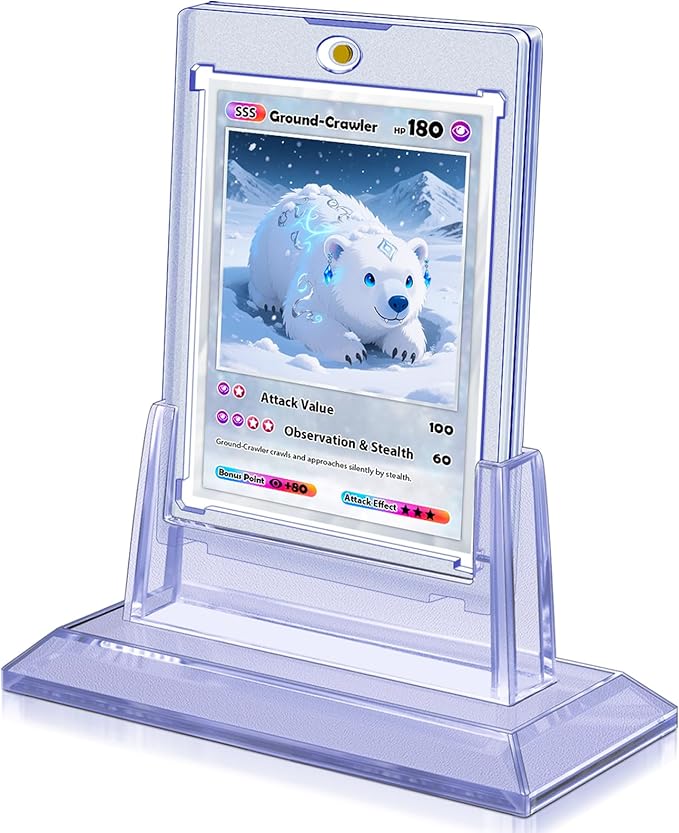 1Pcs Magnetic Card Holders for Trading Card, Baseball Card Protectors with 1 Stands, 35pt Acrylic Hard Card Sleeves Case for Sports Cards, Game Cards, Standard Cards Storage and Display