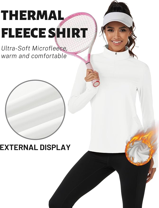 TACVASEN Women's Quarter Zip Sweatshirt Fleece Long Sleeve Workout Pullover | Lightweight Breathable Thermal Fabric,Mock Neck Design,Athletic Tops,Ideal for Gym Running Activities