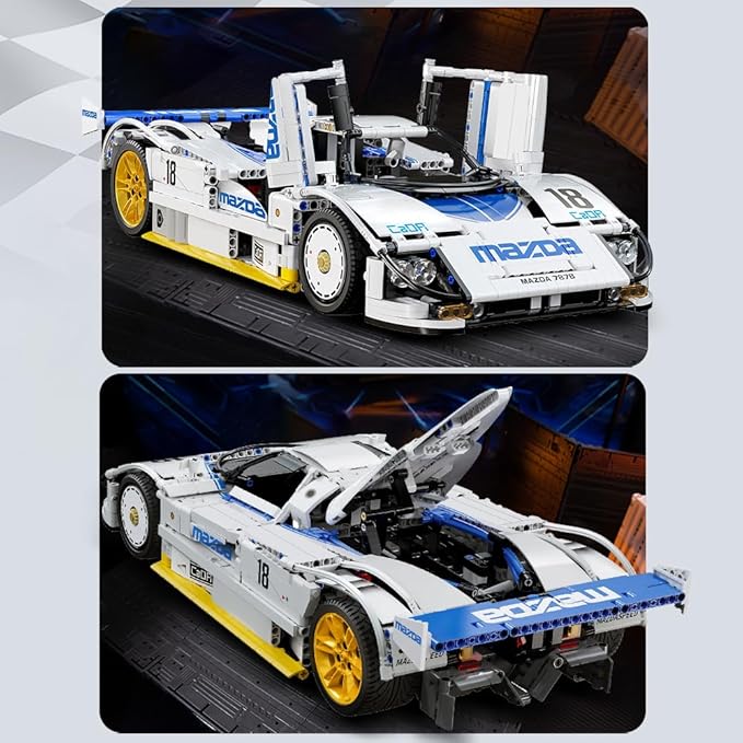 CaDA C63007W Mazda 787B Racing Car Building Blocks,1797 PCS 1:10 Licensed Supercar Technik Model Set with Rotary Engine Simulation