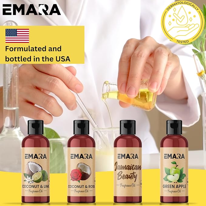 EMARA All Natural Fruity Coconut & Rose Essential Oil for Diffusers, Skin Care, Aromatherapy Fragrance Oil, Organic Therapeutic Grade 4 fl oz