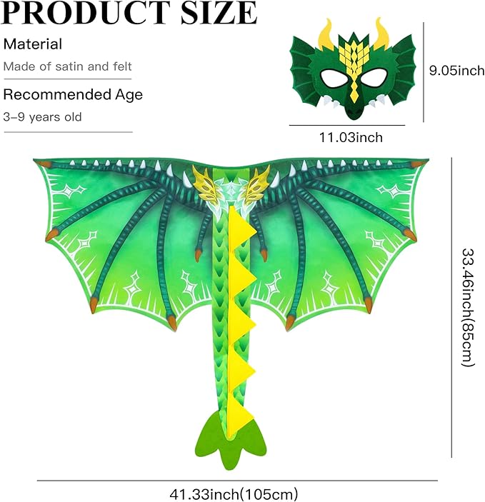 D.Q.Z Toddlers Dragon-Wings Costume for Kids Dinosaur Toys Gifts for 4 Years old Boys Girls Birthday Dress Up Party