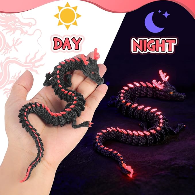 12-inch 3D Printed Dragon Eggs, Glow in The Dark Fidget Toys for Kids & Adults, for Home Office Desk Decor (Dark Pink, Pcs, 1)