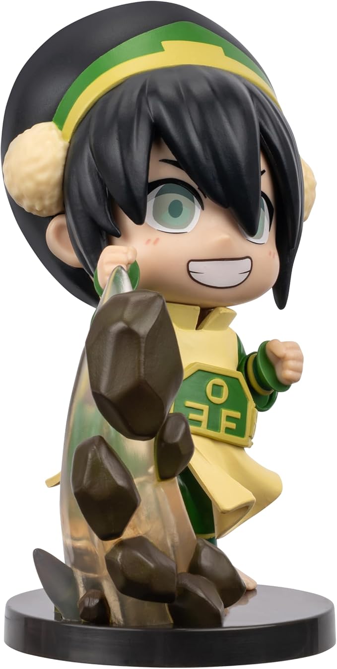 Jazwares Avatar: The Last Airbender Toph - 4-Inch Mini Figure in Kawaii Style in Dynamic Pose with Display Base