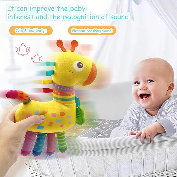 Baby Hanging Toys, Plush Animal Stuffed Sensory Toys for Carseat Stroller Car Seat Crib Play Gym, Baby Toys for 0 3 6 9 12 Months, Baby Boys and Girls Gift (Giraffe)