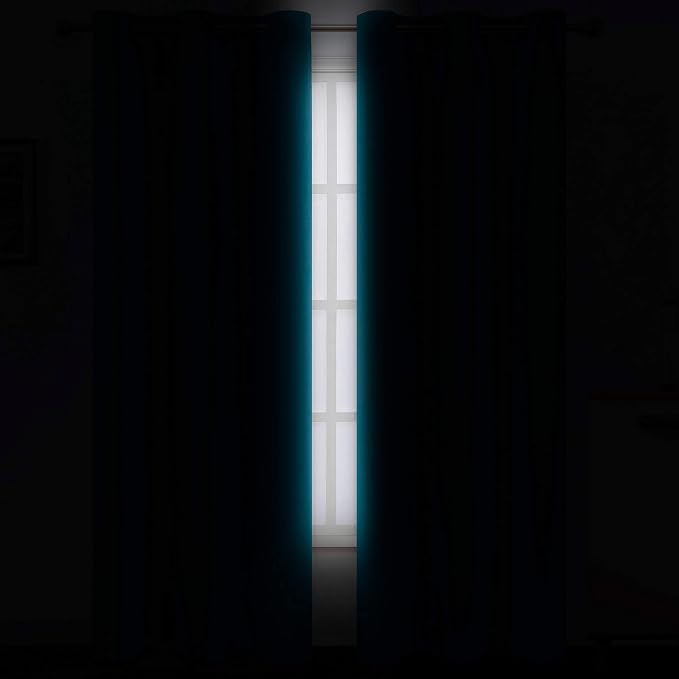LEMOMO Teal Blackout Curtains/42 x 84 Inch/Set of 2 Panels Thermal Room Darkening Living Room Curtains