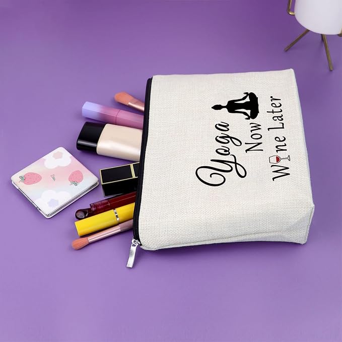 Sazuwu Yoga Gifts for Women Makeup Bag Meditation Birthday Gifts for Yoga Lovers Cosmetic Travel Pouch Christmas Retirement Present