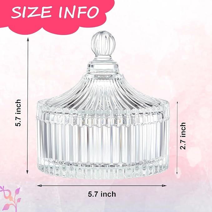 Big Body Powder Puff and Container, Glass Powder Container with Puff for Body and Face, Crystal Case and 6'' Soft Washable Reusable Velour Puff for Wet Dry Makeup（Yurt, Clear)