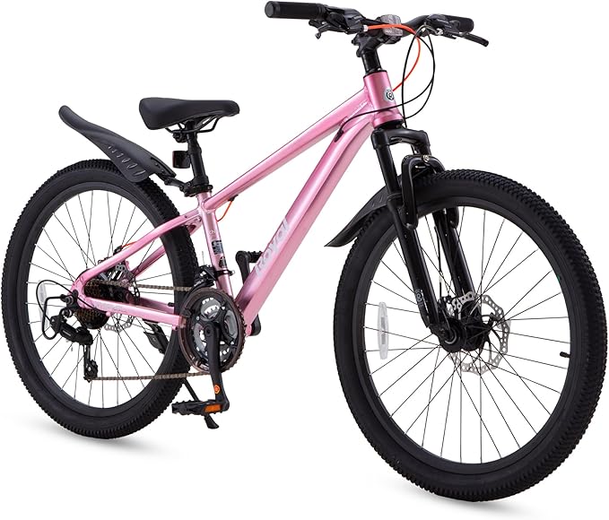 RoyalBaby Kids Mountain Bike for Boys and Girls, Ultra-Light Aluminum 20-26 Inch Wheel Bicycle for 6-14 Years Old Children, 7/21-Speeds Drivetrain