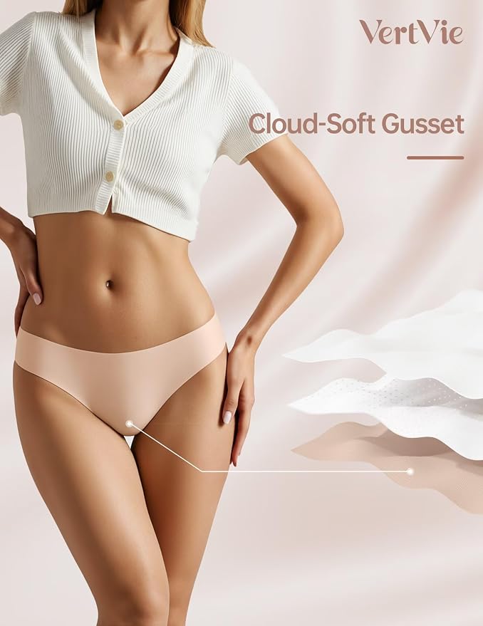 Vertvie Seamless Thongs for Women No Show Thong Panty Liners Invisible Workout Panties Sexy Breathable G-String Underwear
