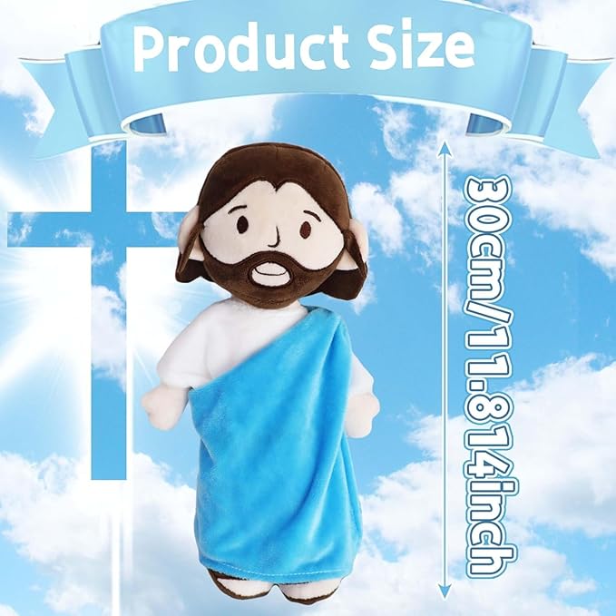 Jesus Plush Doll Guardian Mary Stuffed Baptism plushie Savior Toy for Church Sunday School Religious Easter