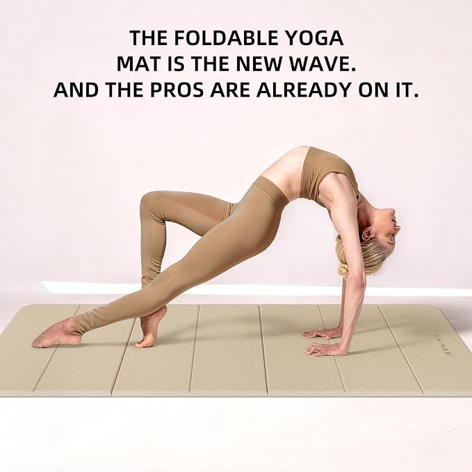 Foldable Yoga Mat 75"x31" – 0.24" Thin | Easy to store & carry – takes little space. Exercise mat: non-slip for home gym. Pilates mat: odor-free & easy-clean.