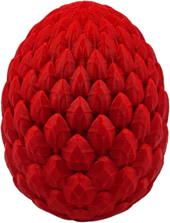 Surprise Dragon Egg Articulating Gemstone Dragon Fidget Figurine - 3D Printed Dragons Flexible ADHD, Autism, Relief Anxiety - Articulated Joints (Red)