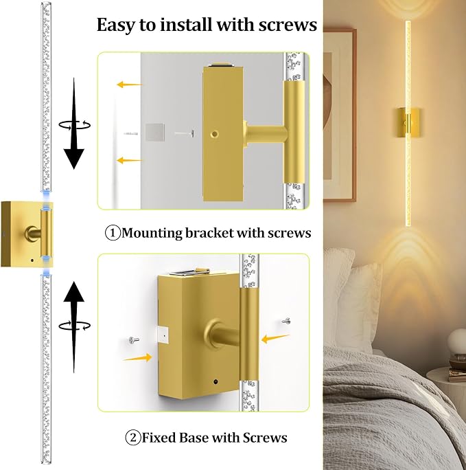 Battery Operated Wall Sconces Set of 2, 10000mAh, Gold Bubble | crystal inspired bubble wall lamp wireless, Remote control & 360° Rotate, for Bedroom Living Room Mirror Decor