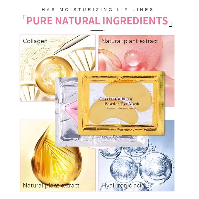 Miniling 30 Pairs 24K Gold Eye Masks & Lip Masks, Under Eye Patches for Dark Circle and Puffy Eyes, Moisturizing Lip Mask Skincare, Valentines Day Gifts, Bridesmaid Gifts, Bulk Gift for Women