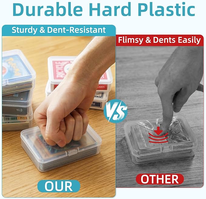 neotidy Playing Card Storage Box Set of 6, Clear Plastic Playing Card Cases with Snap Closure, Mixed Size Card Game Storage Organizer for Standard Playing Cards, Trading Cards & Small Accessories