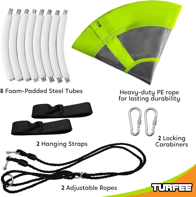 TURFEE 40 inch Saucer Swing for Tree Outdoor, 900Lb Weight Capacity Swing Seat with Hanging Straps Adjustable Safe Durable Accessories(Green)