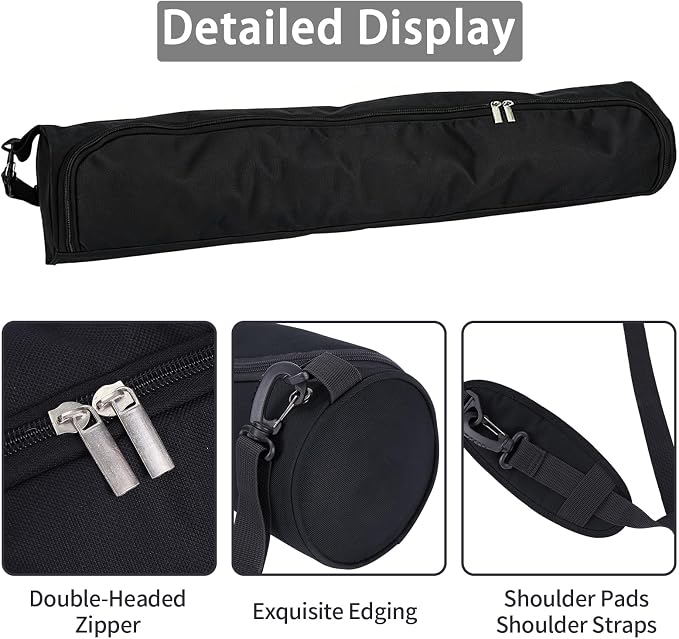 Yoga Mat Bag, Full Zip Exercise Yoga Mat Carrier Bag with Adjustable Strap, Waterproof Yoga Mat Carry Bag Strap for Most Yoga Mats to Gym Class Beach Park Travel for Women & Men (Black)