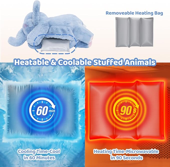 Weighted Stuffed Animals with Microwavable Heating Pad - 5lb Adjustable, Heatable & Coolable Elephant Plush for Relaxation, Removable Inner Pad, Perfect Plush Gift for Kids Adults (23 Inch)