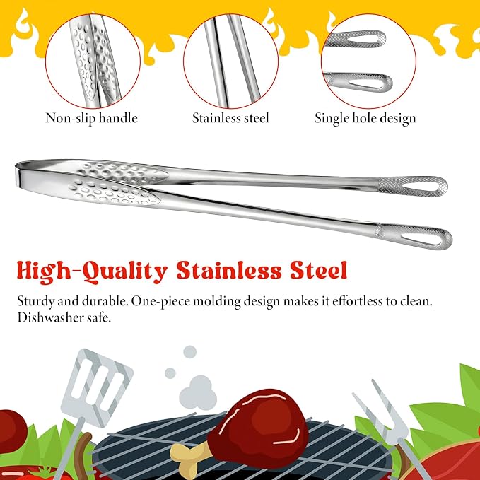 20 Pcs 11 Inch Kitchen Tongs, Stainless Steel Korean BBQ Grill Tongs Japanese Barbecue Tong for Cooking Serving Tong Portable Kitchenware for Steak Salad Food, Baking, Food Plating, BBQ
