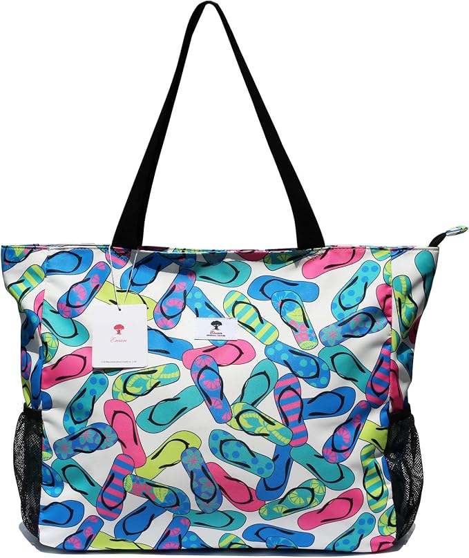 ESVAN LARGE BEACH BAG Water Resistant Lightweight 20 inch Women Oversize Tote Bag for Gym Beach Travel Pool Yoga Nurse