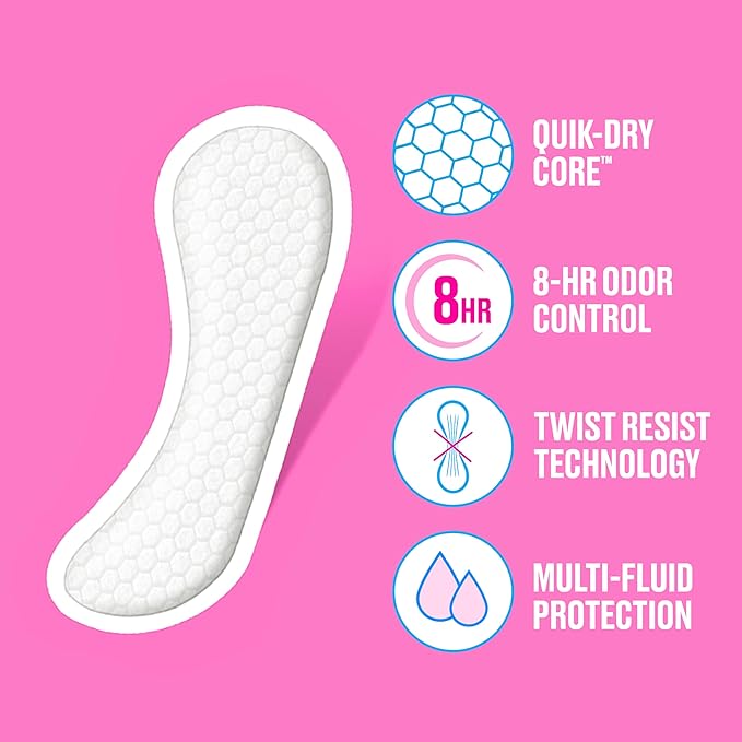 Carefree Panty Liners for Women, Regular, Unwrapped, Unscented, 120ct
