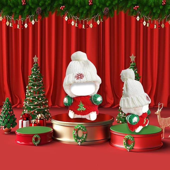 17cm Doll Clothes,Doll Outfit Set Knitted Clothes Accessories 2-Piece of Christmas Hat & Capes Set or Christmas Tree Sweater for 6.7in Dolls Winther Clothing (Christmas Outfit)