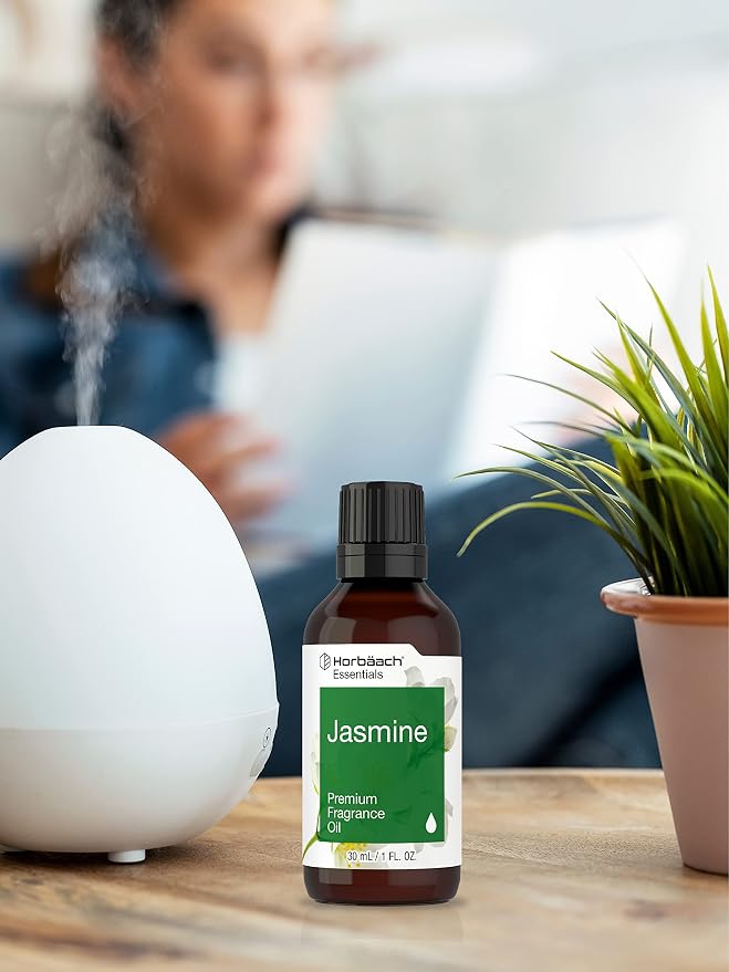 Horbäach Jasmine Fragrance Oil | 1 fl oz (30ml) | Premium Grade | for Diffusers, Candle and Soap Making, Aroma Spray, DIY Projects & More