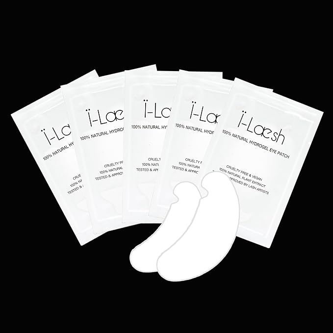 i-laesh 50 Pairs Hydrogel Under Eye Pads for Eyelash Extensions - Lint-Free Aloe Vera Gel Patches for Professional Lash Lift & Tint Supplies