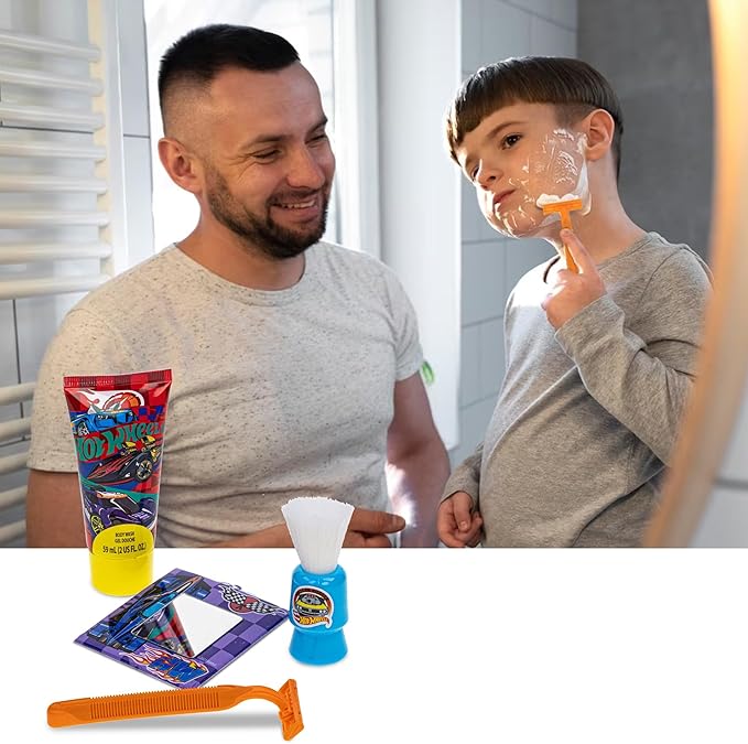 Townley Girl Hot Wheels- My First Shaving and Grooming Pretend Play Kit Safe for Kids, Boys Ages 3+, Yellow