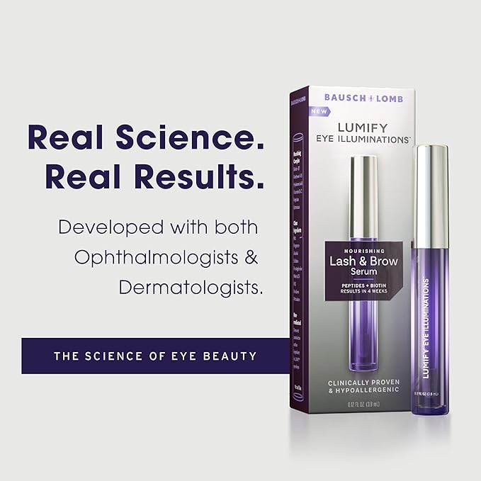 LUMIFY Eye Illuminations Lash & Brow Serum, Promotes Thicker, Fuller-Looking Lashes & Brows with Biotin, Peptides & Hyaluronic Acid to Nourish, Soften & Condition, 0.12 Fl Oz (3.8 mL)