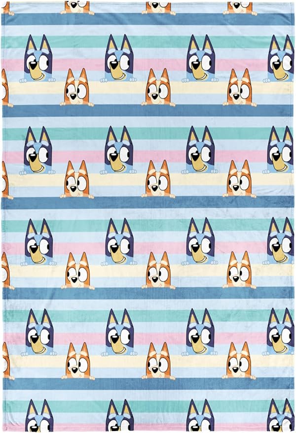 Jay Franco Plush Throw Blanket – 46" x 60" Inch Cartoon Kids Soft & Cozy Fleece Throw for Bedroom & Couch Décor, Official Licensed Product, Multi - Bluey