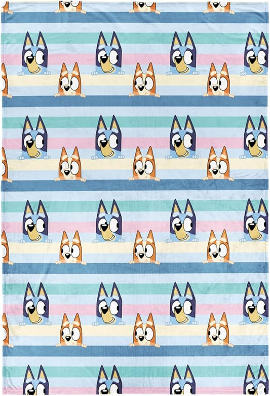 Jay Franco Plush Throw Blanket – 46" x 60" Inch Cartoon Kids Soft & Cozy Fleece Throw for Bedroom & Couch Décor, Official Licensed Product, Multi - Bluey