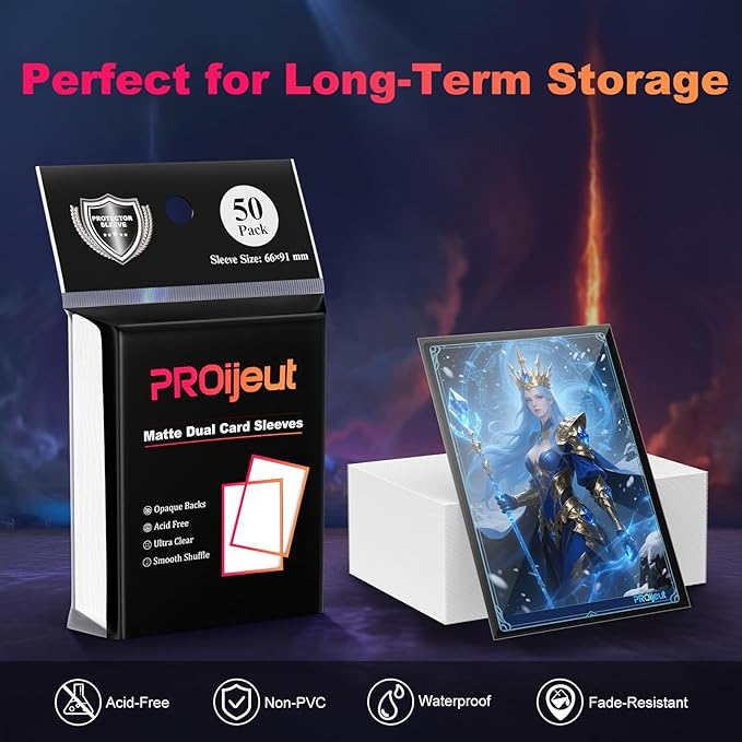 200 Pack Card Sleeves, Matte Dual Trading Card Sleeves with Opaque Back & Smooth Shuffle, Tear Resistant Card Protectors for MTG, TCG and Game Cards (Snow White)